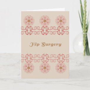 Hip Surgery Card, Tan and Cranberry Digital Design Kort