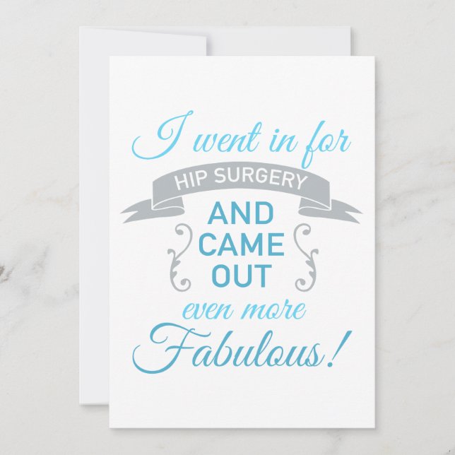 Hip Surgery Fabulous Recovery (Blue) Inbjudningar (Framsida)
