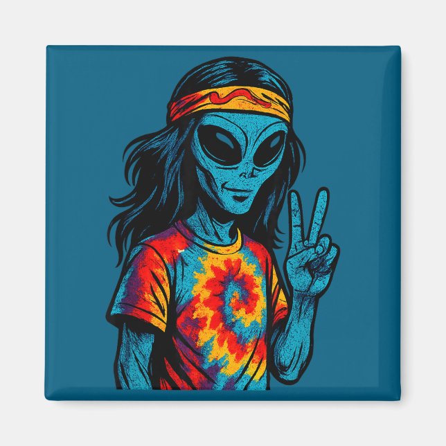 Hipe Alien Tie-dye Design  Magnet (Framsidan)
