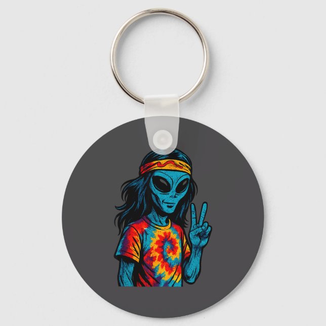 Hipe Alien Tie-dye Design  Nyckelring (Framsida)