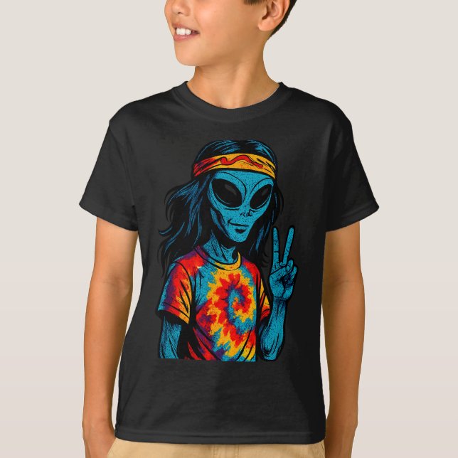Hipe Alien Tie-dye Design  T Shirt (Framsida)