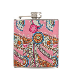 hipflask för vintage för 70-talpaisley hipster fickplunta