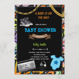 Hiphop baby shower-kort inbjudan