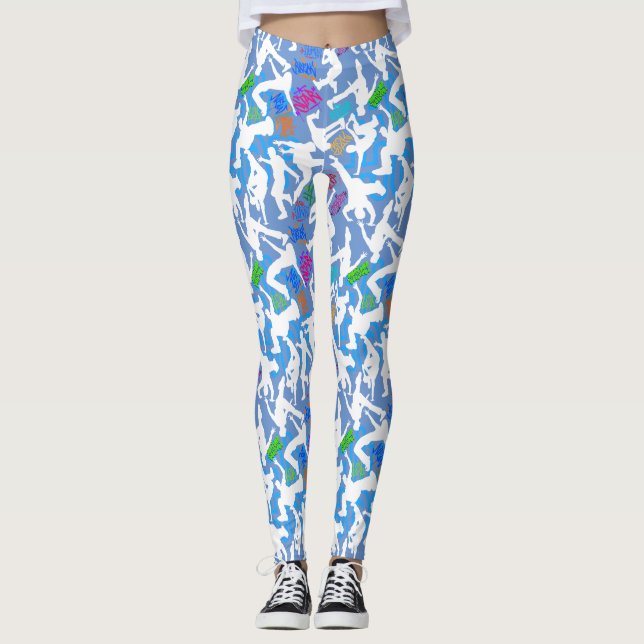 HipHop Dance Mönster.w L Blue BG Leggings (Framsida)