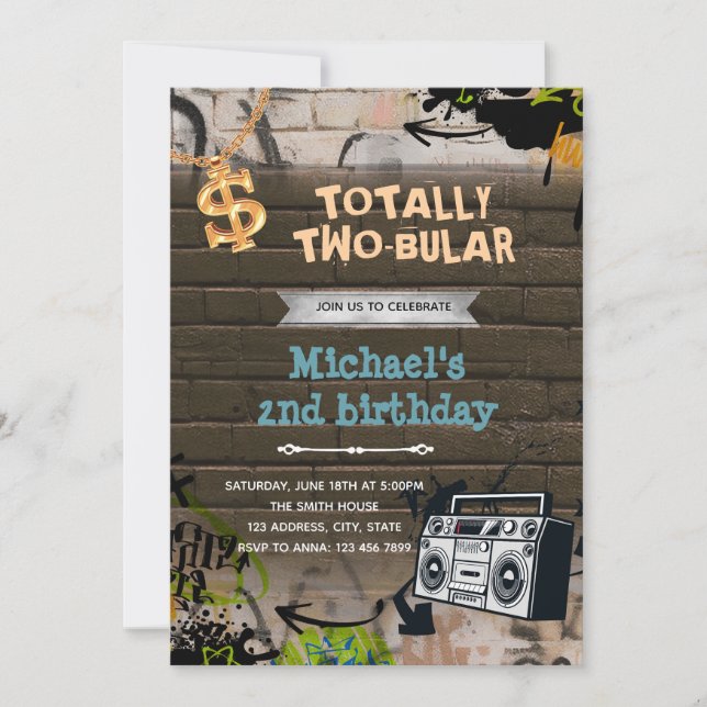 Hiphop födelsedagsfest inbjudan (Framsida)