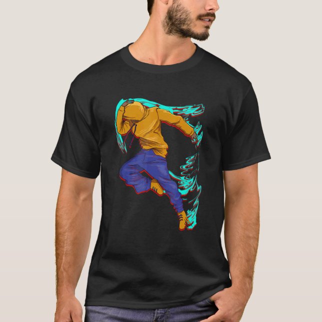 Hiphop fristil breakdance gammaldags t shirt (Framsida)