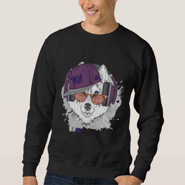 Hiphop Husky Kärlek Music Lång Ärmad Tröja (Framsida)
