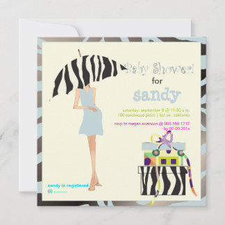 Hiphugg mamma, silverblå zebra baby shower inbjudningar