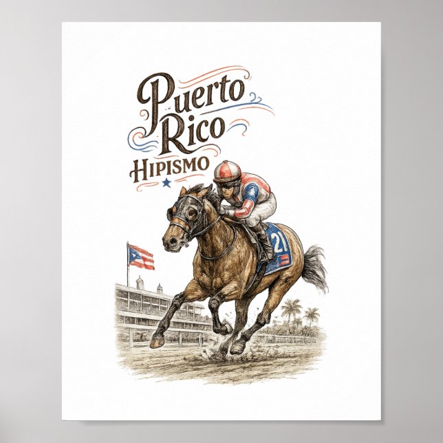 Hipismo Puerto Rico Hästkapplöpning Poster (Framsidan)