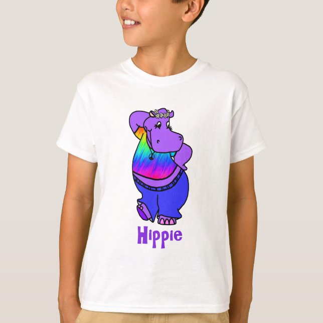 "Hippe" hippy flodhäst Tee (Framsida)