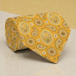 Hippi Retro Gul Paisley Slipskölsband Slips
