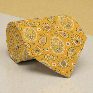 Hippi Retro Gul Paisley Slipskölsband Slips