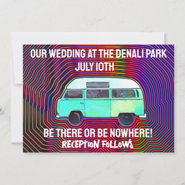 HIPPIE 1960'S VAN WEDDING INVITATIONS ANPASSNINGSB INBJUDNINGAR (Framsida)