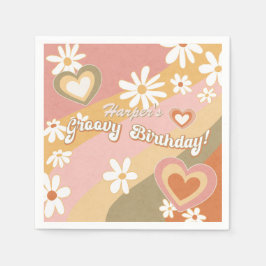 Hippie 60-tal 70-tal Retro Daisy Blommigt Groovy B Pappersservett