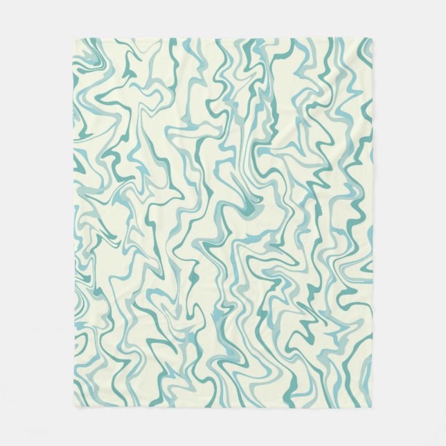 Hippie 70:s blå marble Liquid Swirl Boho Mönster Fleecefilt (Framsidan)
