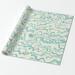 Hippie 70:s blå marble Liquid Swirl Boho Mönster Presentpapper