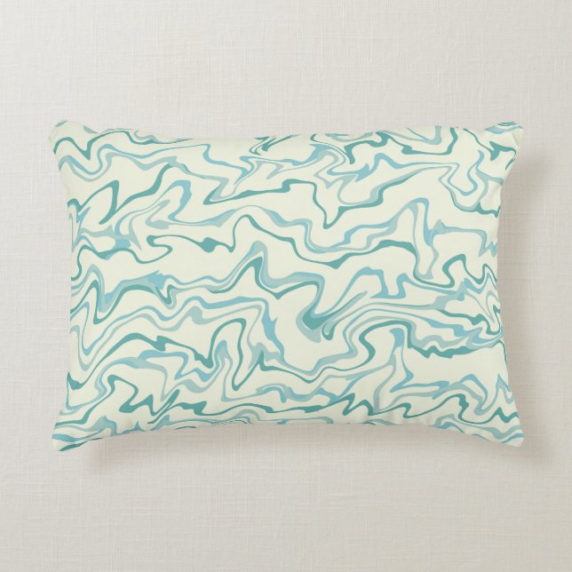 Hippie 70:s blå marble Liquid Swirl Boho Mönster Prydnadskudde (Framsidan)