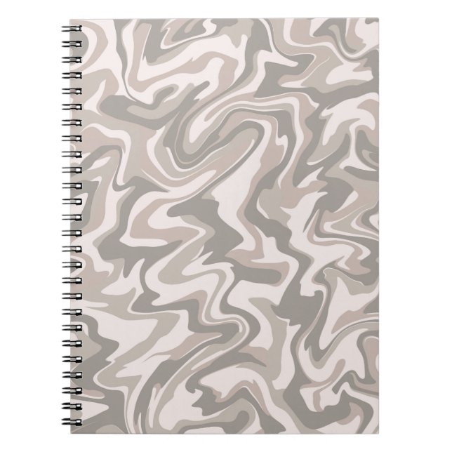 Hippie 70 s Grått Marble Liquid Swirl Boho Mönster Anteckningsbok (Framsidan)