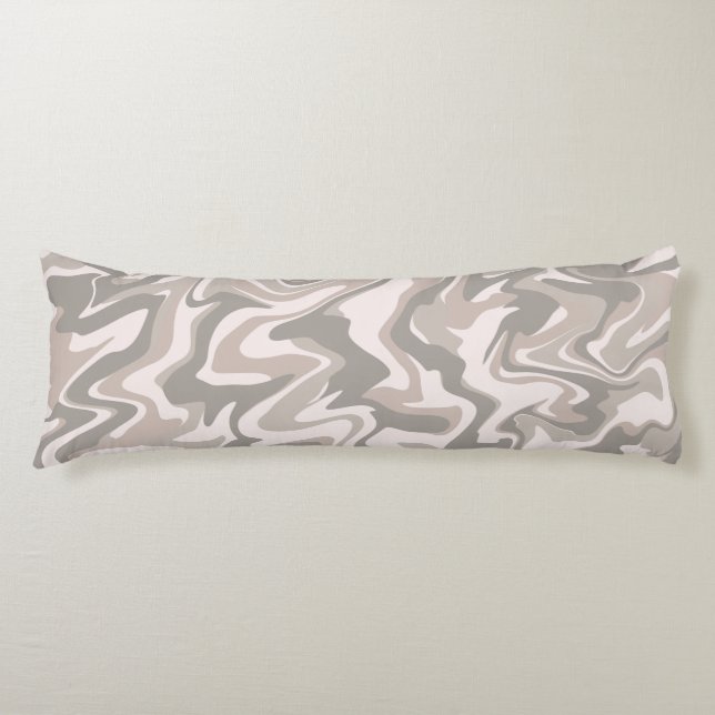 Hippie 70 s Grått Marble Liquid Swirl Boho Mönster Kroppskudde (Framsidan)