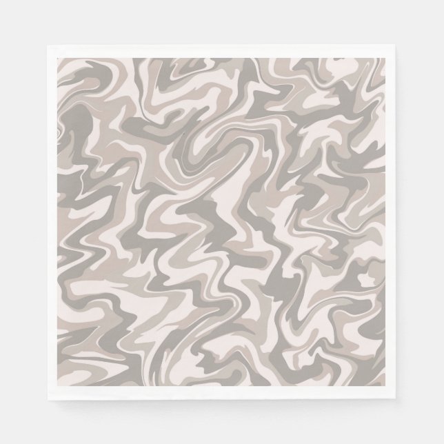 Hippie 70 s Grått Marble Liquid Swirl Boho Mönster Pappersservett (Framsidan)