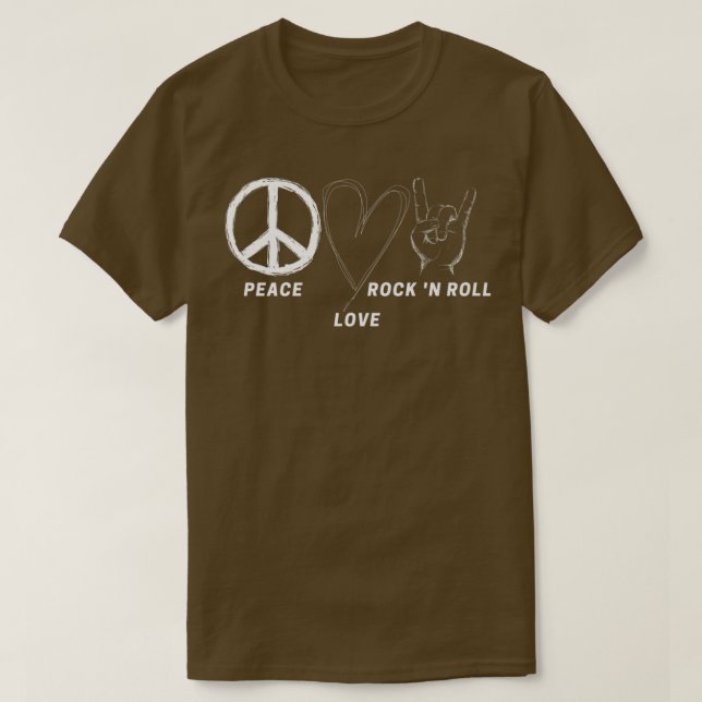 Hippie 70-talet Peace Kärlek Rock N Roll Coola Ban T Shirt (Design framsida)