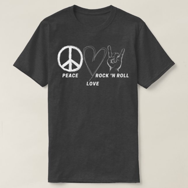 Hippie 70-talet Peace Kärlek Rock N Roll Coola Ban T Shirt (Design framsida)