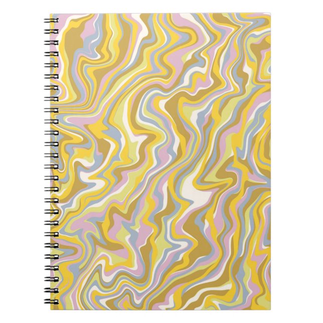 Hippie 70-talets Grönt Marble Liquid Swirl Boho Mö Anteckningsbok (Framsidan)