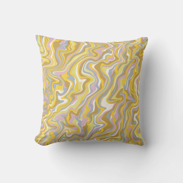 Hippie 70-talets Grönt Marble Liquid Swirl Boho Mö Kudde (Framsida)