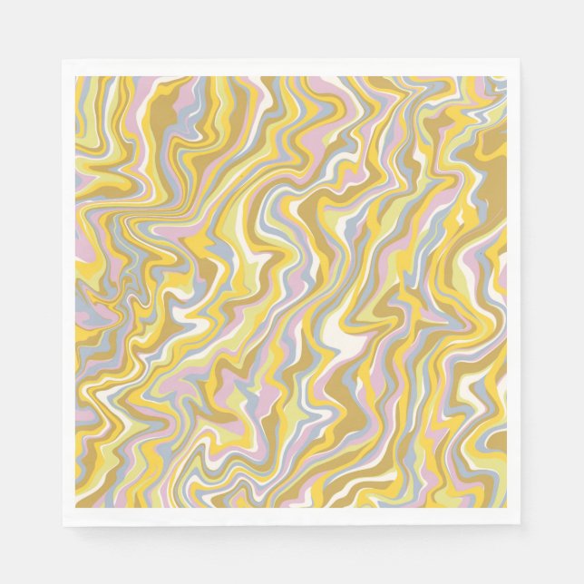 Hippie 70-talets Grönt Marble Liquid Swirl Boho Mö Pappersservett (Framsidan)