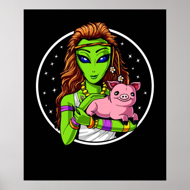 Hippie Alien Vegan Girl Poster (Framsidan)