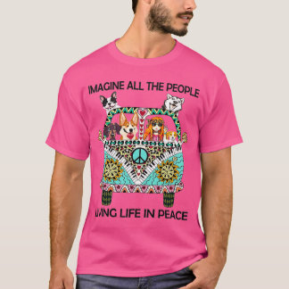 Hippie alla människor tänker sig ett liv i fred t shirt