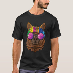 Hippie Alpaca Kärlek Fredstecken 70S Hippie Mammal T Shirt