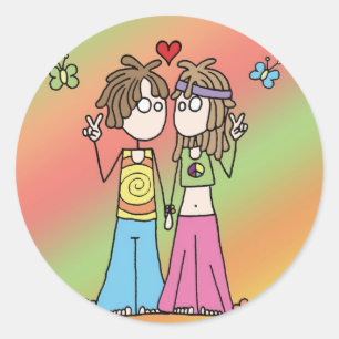 Hippie Älskare Stickers Runt Klistermärke