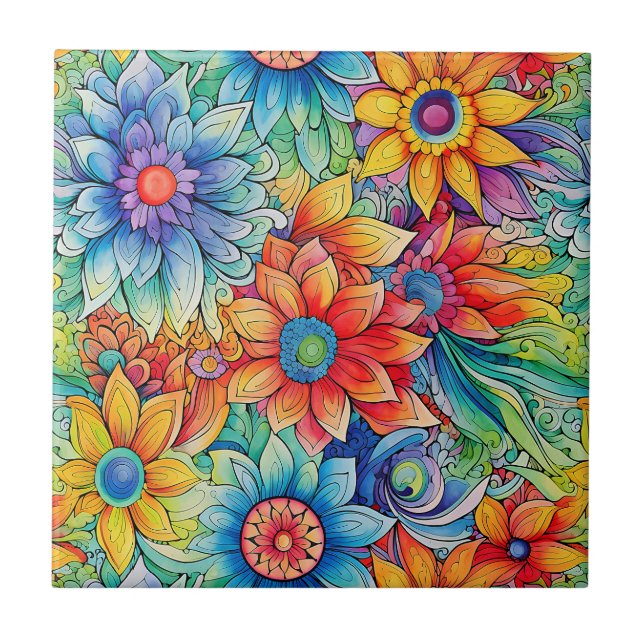 Hippie Art Ceramic Tile Kakelplatta (Framsidan)