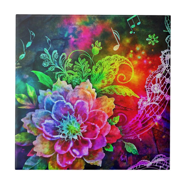 Hippie Art Ceramic Tile Kakelplatta (Framsidan)