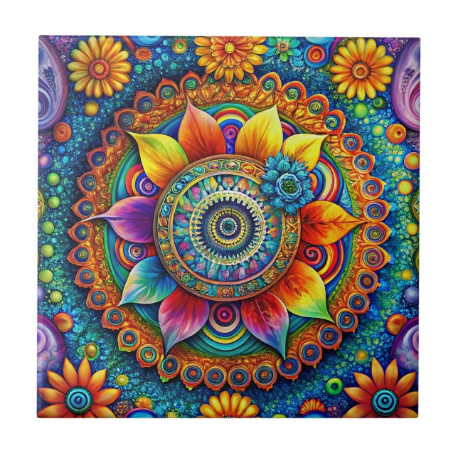 Hippie Art Ceramic Tile Kakelplatta (Framsidan)