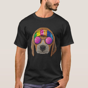 Hippie Beagle Kärlek Fredstecken 70S Hippie Hund T Shirt