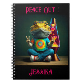 Hippie Bearded Dragon Peace Retro Custom Anteckningsbok