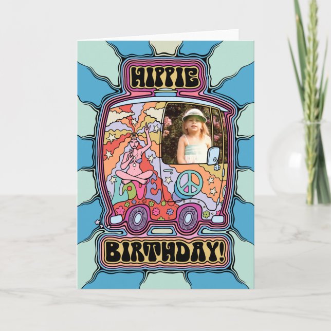 Hippie Birthday Personalizable Kort (Framsida)