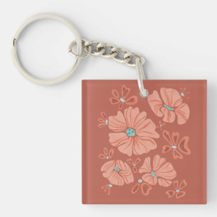 Hippie-blommor: Abstrakt Red Flower Power Artwork