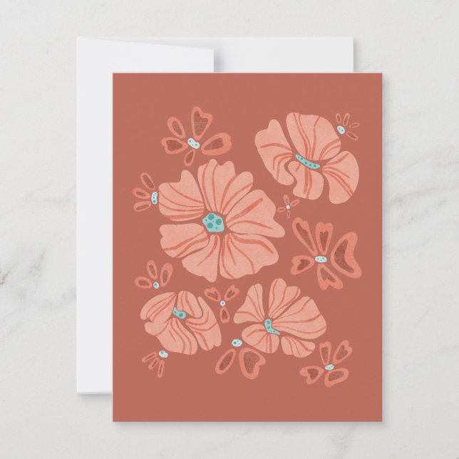 Hippie-blommor: Abstrakt Red Flower Power Artwork (Framsida)