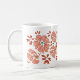 Hippie-blommor: Abstrakt Red Flower Power Artwork Kaffemugg