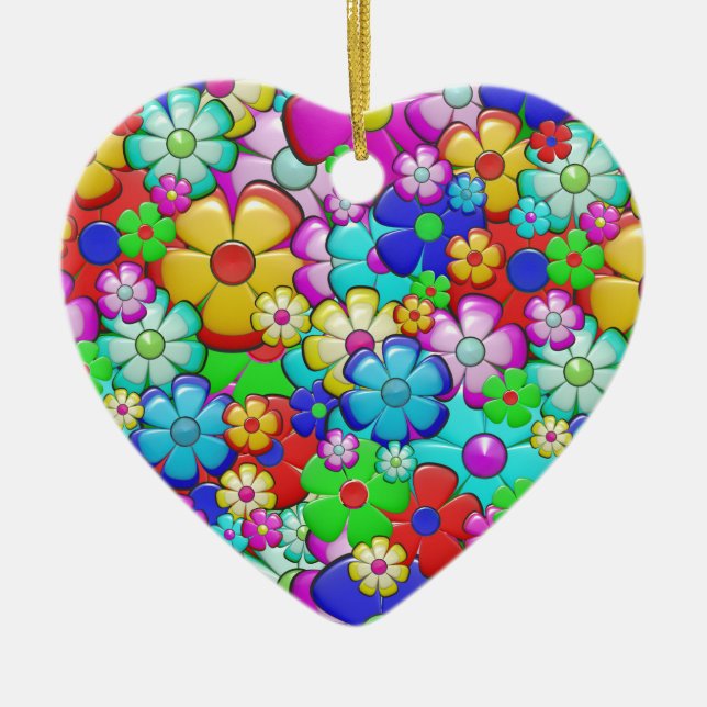 Hippie-blommor porcelain-prydnadsföremål julgransprydnad keramik (Framsidan)