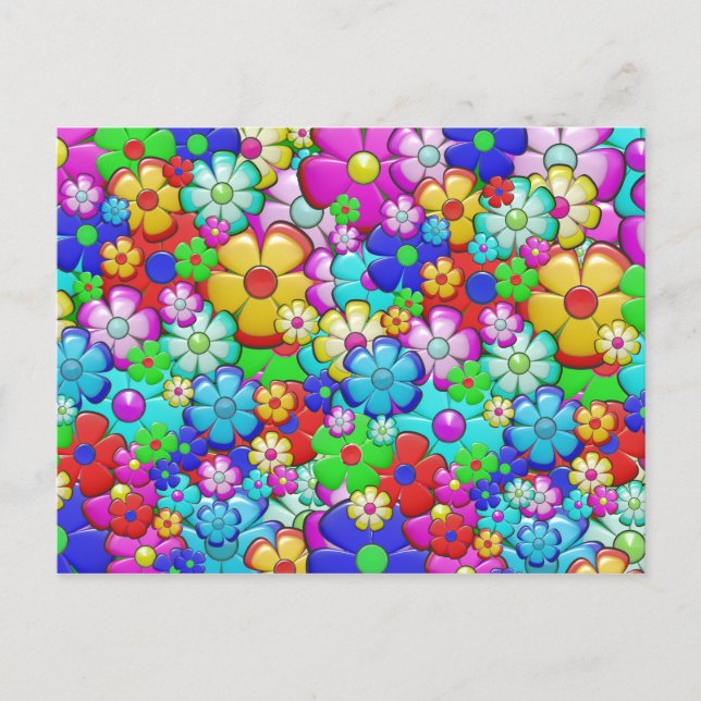 Hippie-blomsterkort Vykort (Framsida)