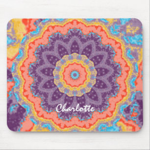 Hippie Bohemian Blommigt Mandala Colorful Lila Mix Musmatta