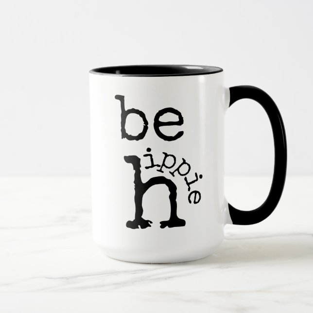 Hippie, Boho, Black White, kaffe Mugg (Höger)