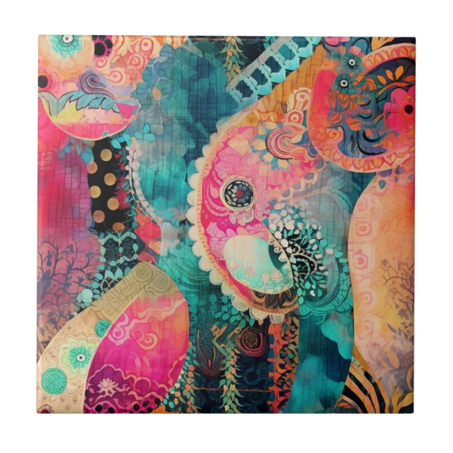 Hippie Boho Ceramic Tile Kakelplatta (Framsidan)