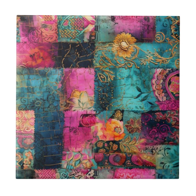 Hippie Boho Ceramic Tile Kakelplatta (Framsidan)