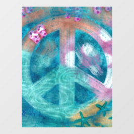 HIppie Boho Teal Window Cling i Fredsteckenet Beac