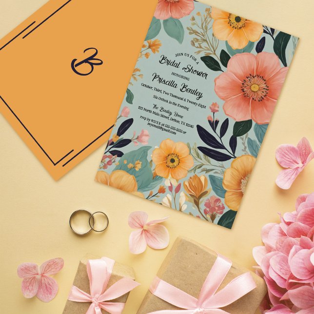 Hippie Boho Watercolor Blommigt Möhippa Inbjudningar (Skapare uppladdad)